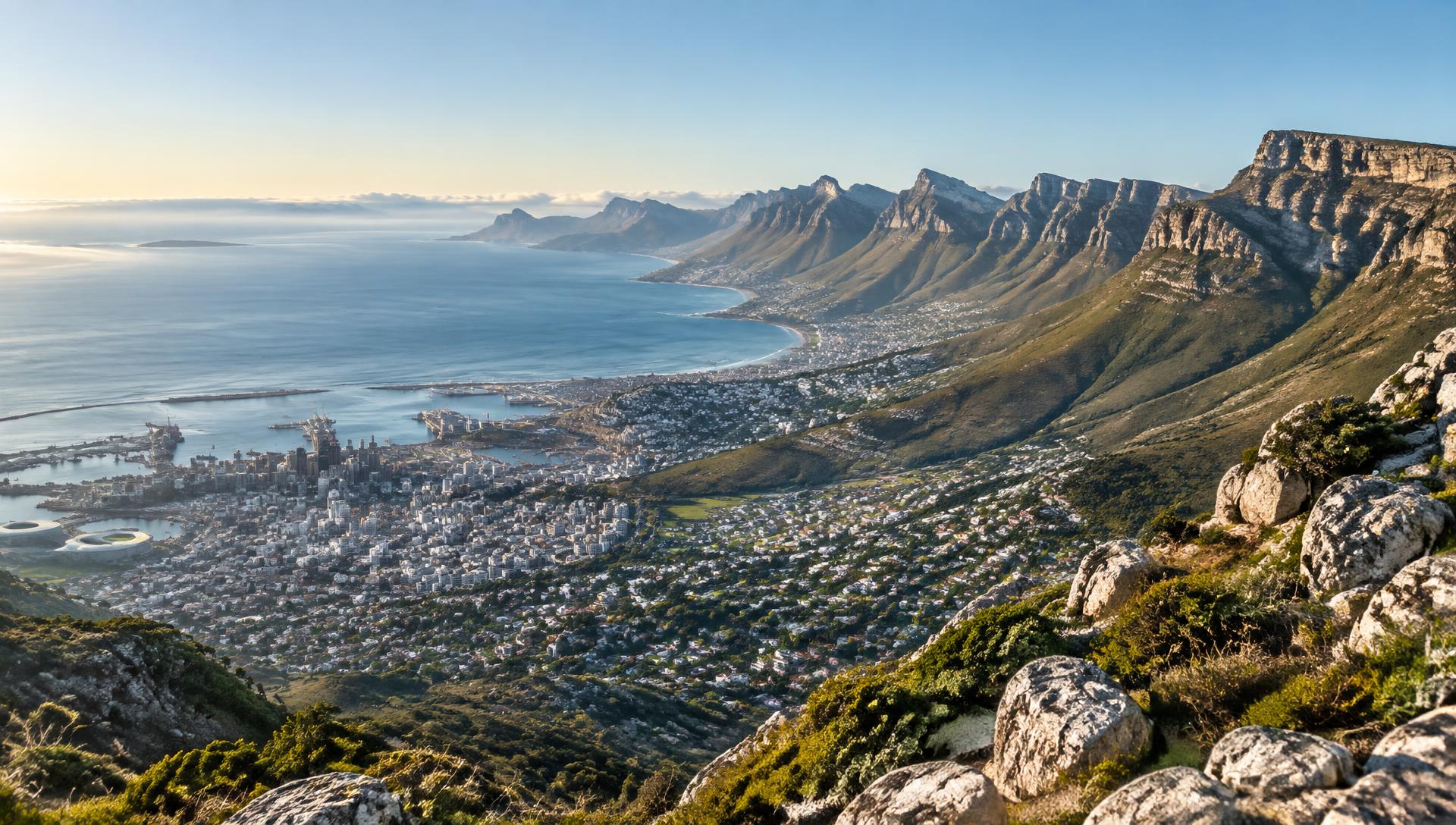 Cape Town between Table Mountain and the ocean